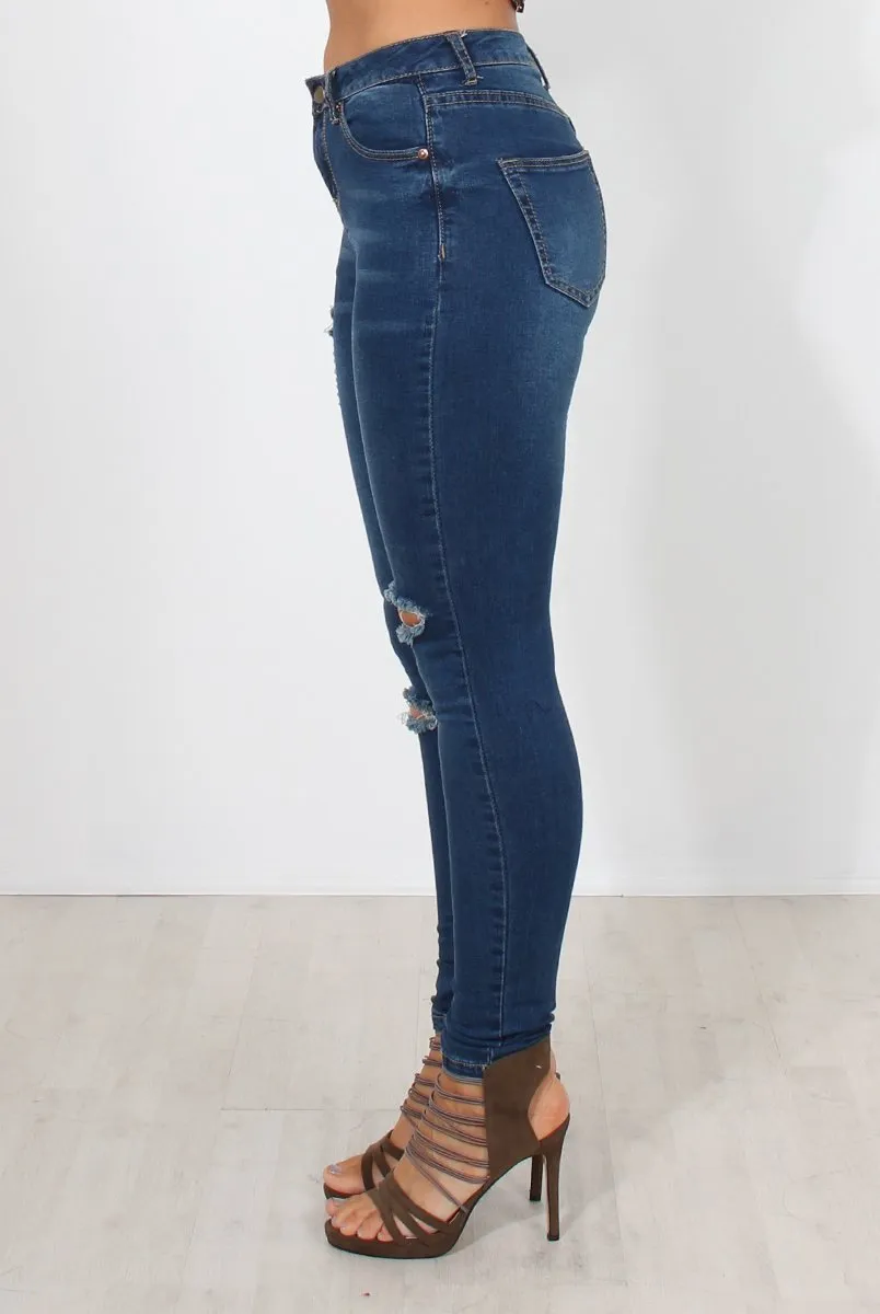 Carris Dark Wash Ripped Jeans