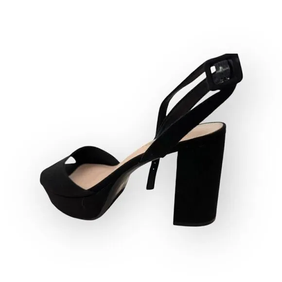 Chinese Laundry Womens Theresa Micro Suede Platform Sandal Black Size 7