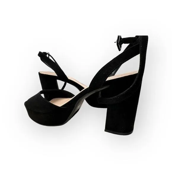 Chinese Laundry Womens Theresa Micro Suede Platform Sandal Black Size 7