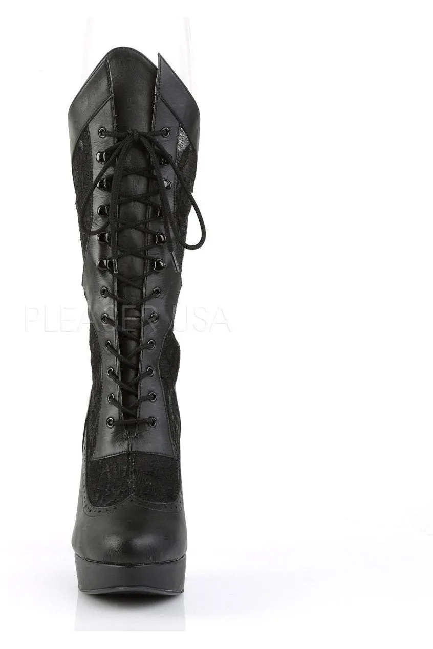 CHLOE-115 Knee Boot  | Black Faux Leather