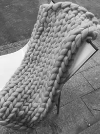 Chunky Handmade Crocheted Knit Throw Blanket