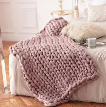 Chunky Handmade Crocheted Knit Throw Blanket