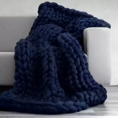 Chunky Handmade Crocheted Knit Throw Blanket