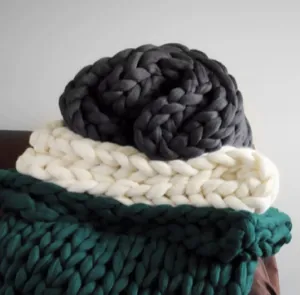 Chunky Handmade Crocheted Knit Throw Blanket