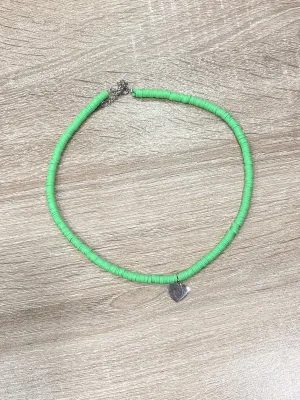 Collana Summer verde fluo con cuoricino