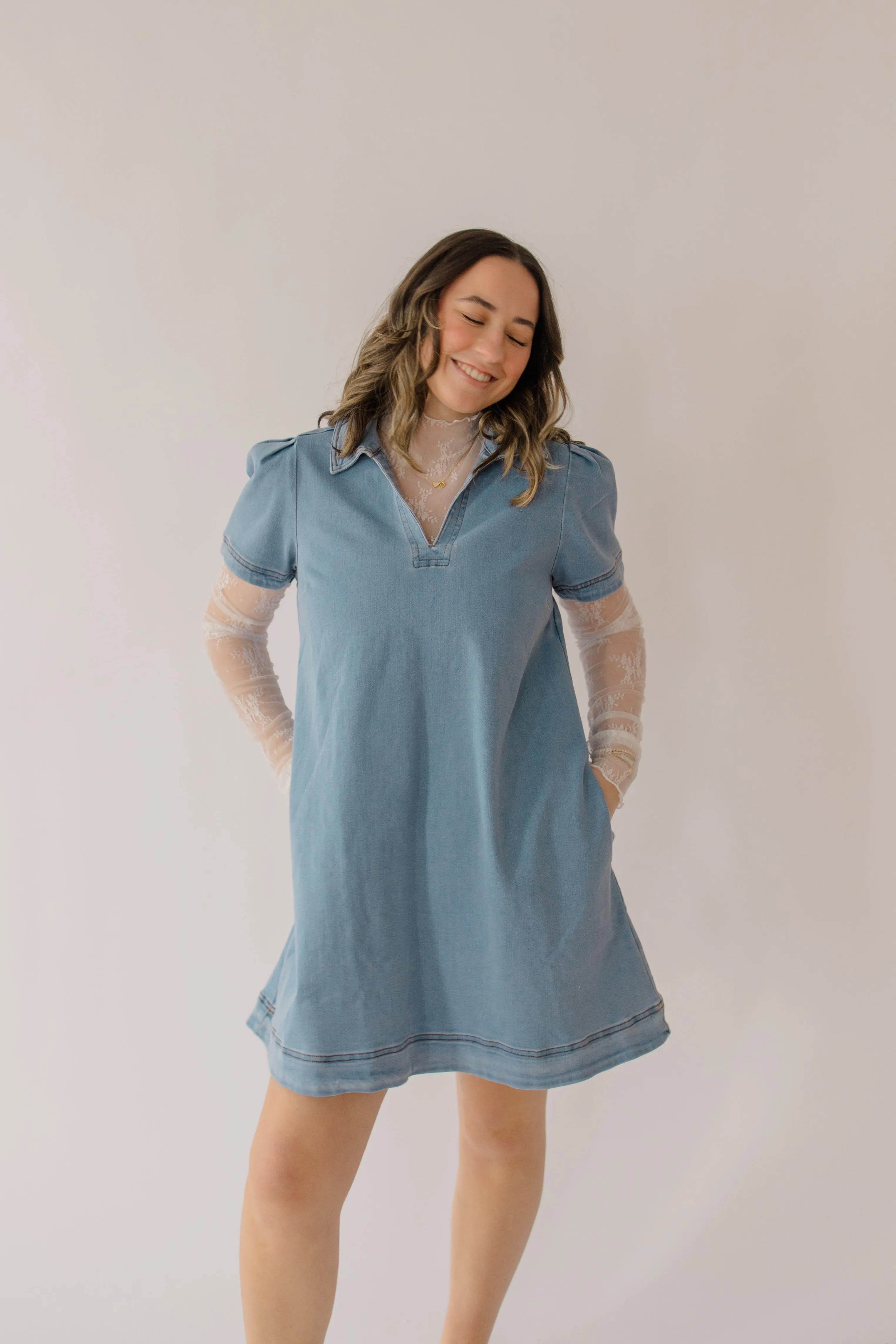 Collared Denim Shift Dress
