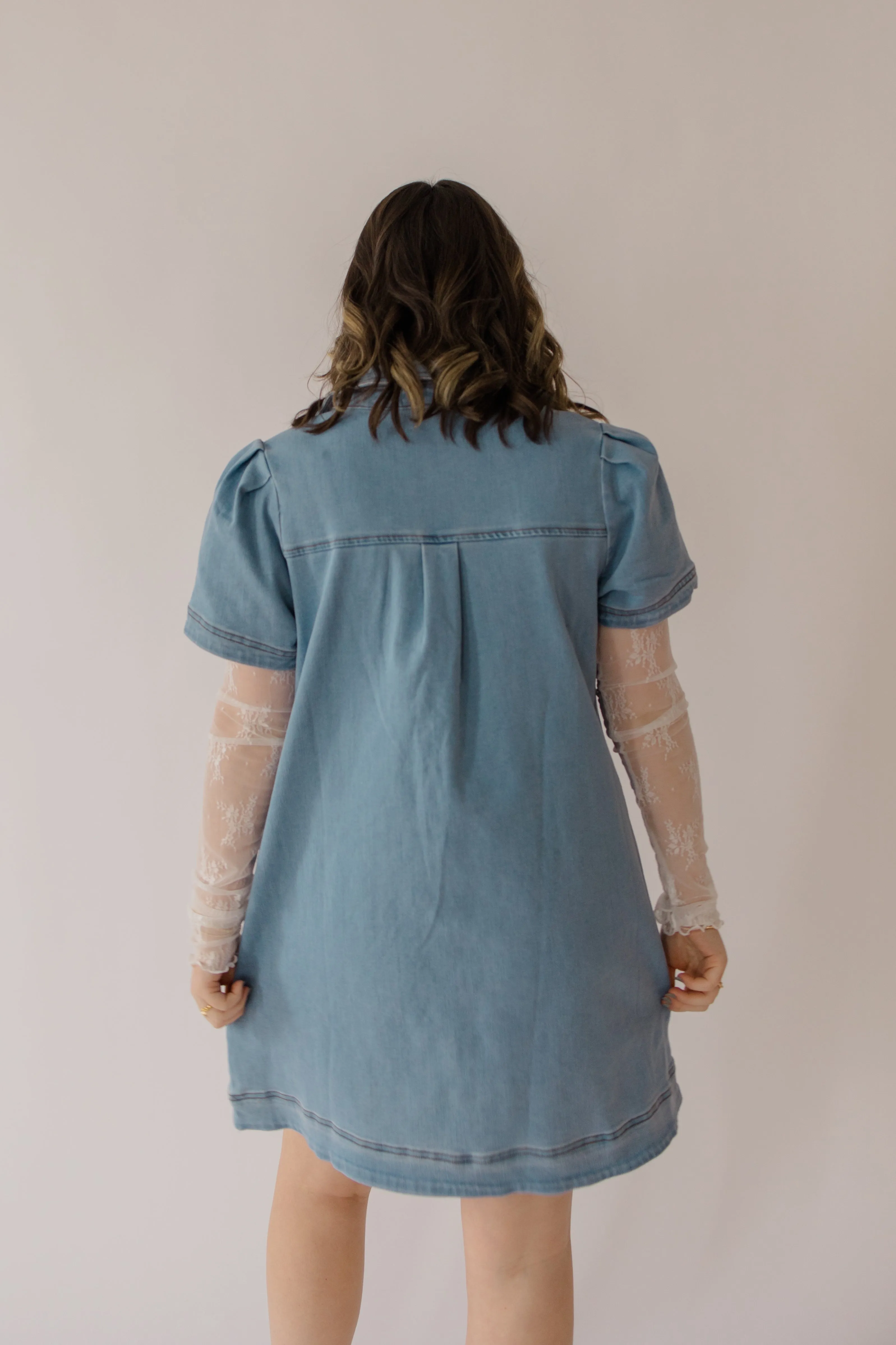 Collared Denim Shift Dress