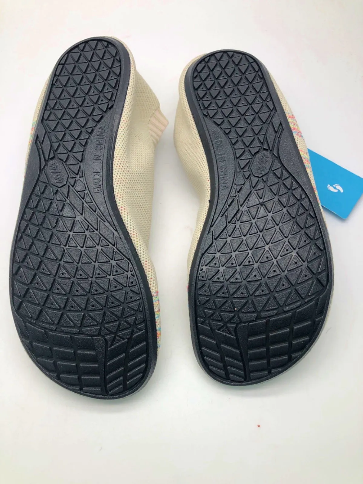 Cream & pastel Knit Yoga Slippers / Aqua Watersport trainers UK 6.5/7.5