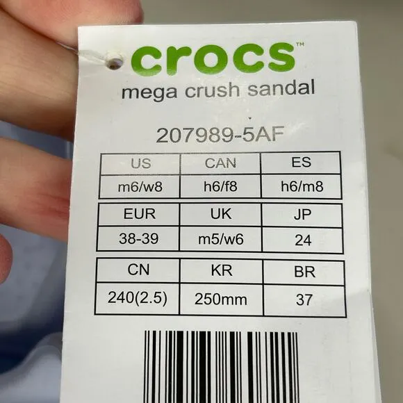 Crocs Classic Mega Crush Clog Sandal Platform Dreamscape Blue Women 8/Men 6