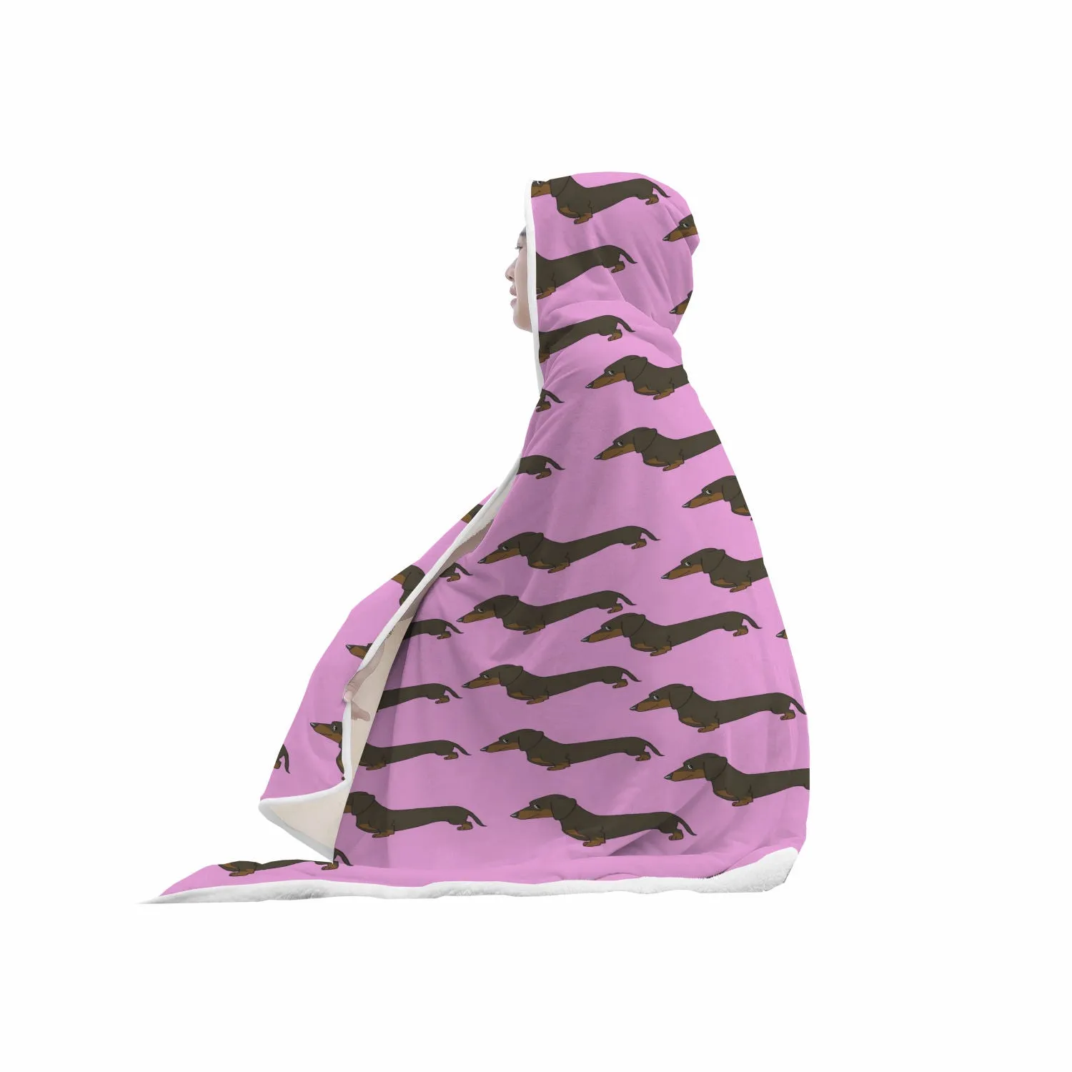 Dachshund Hooded Blanket - Pink