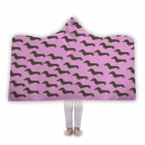 Dachshund Hooded Blanket - Pink