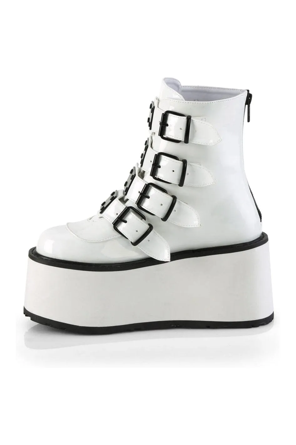 DAMNED-105 White Hologram Patent Ankle Boot