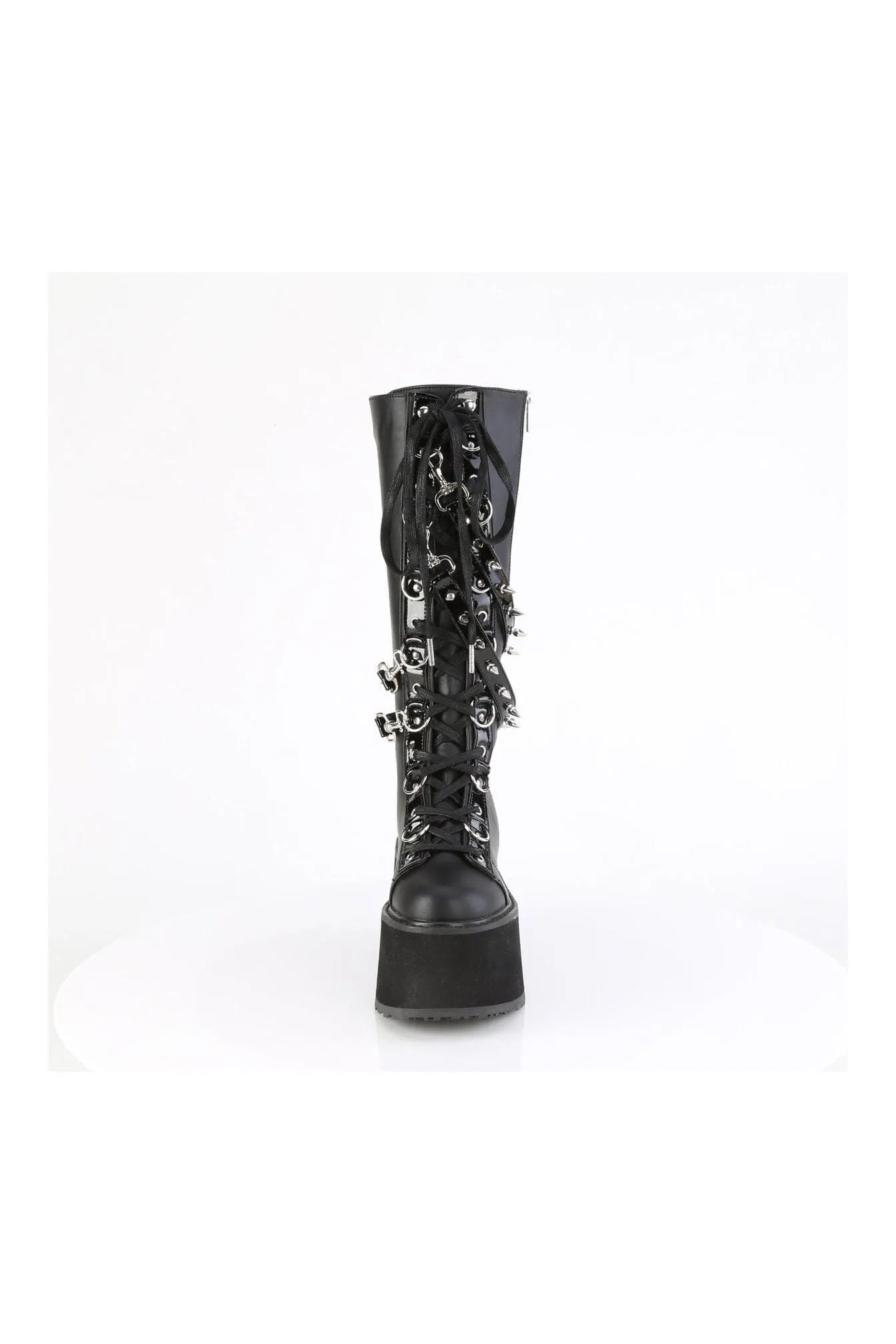 DAMNED-220 Black Vegan Leather Knee Boot