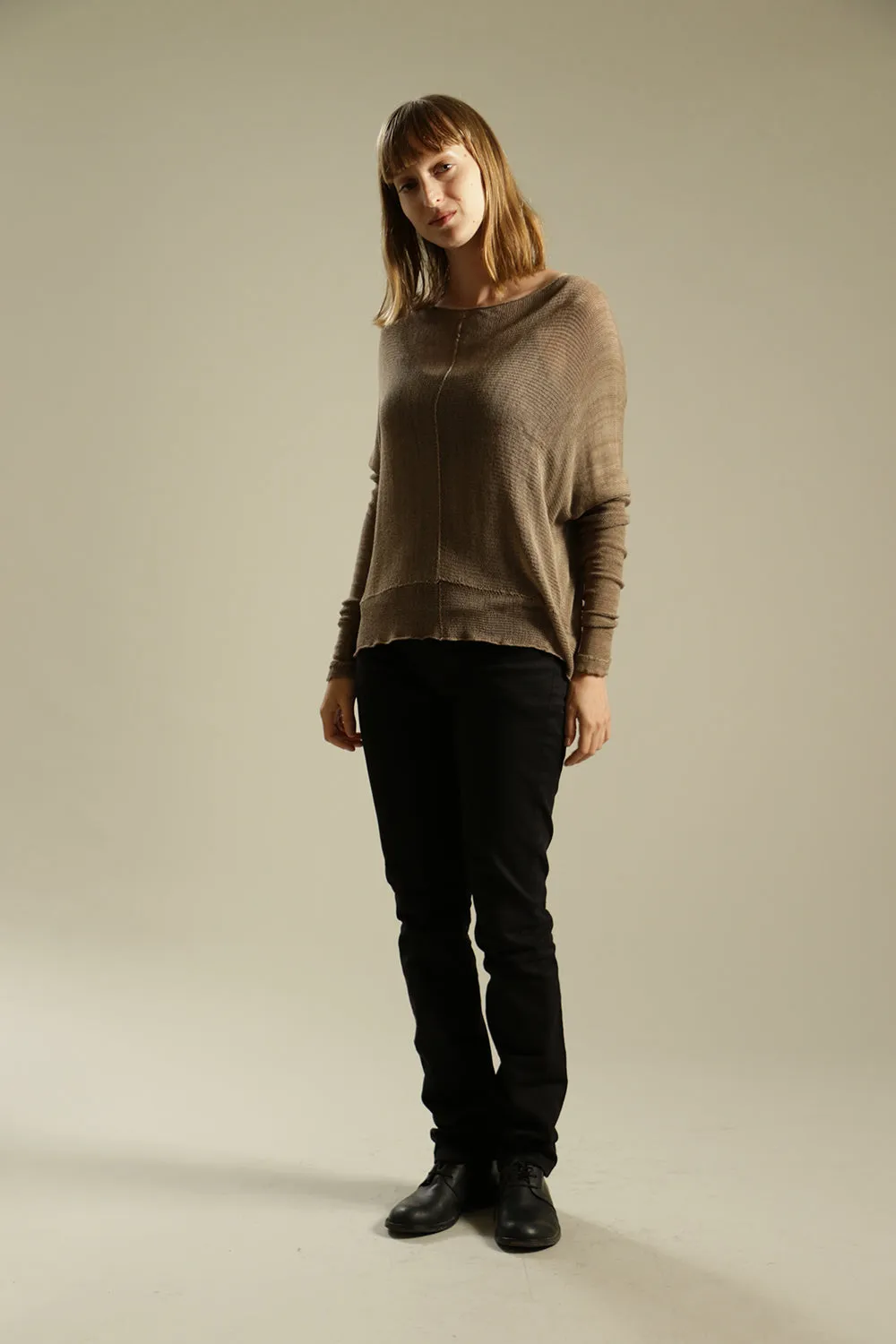 Dark Taupe - Brown long sleeves round neck shirt