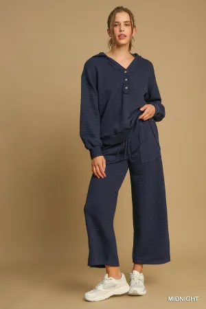 Deandre Quilted Long Sleeve Top - Midnight Blue