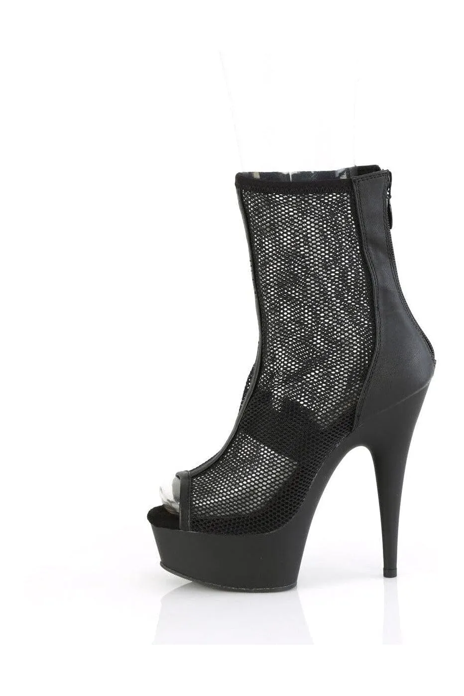 DELIGHT-1006 Black Faux Leather Ankle Boot