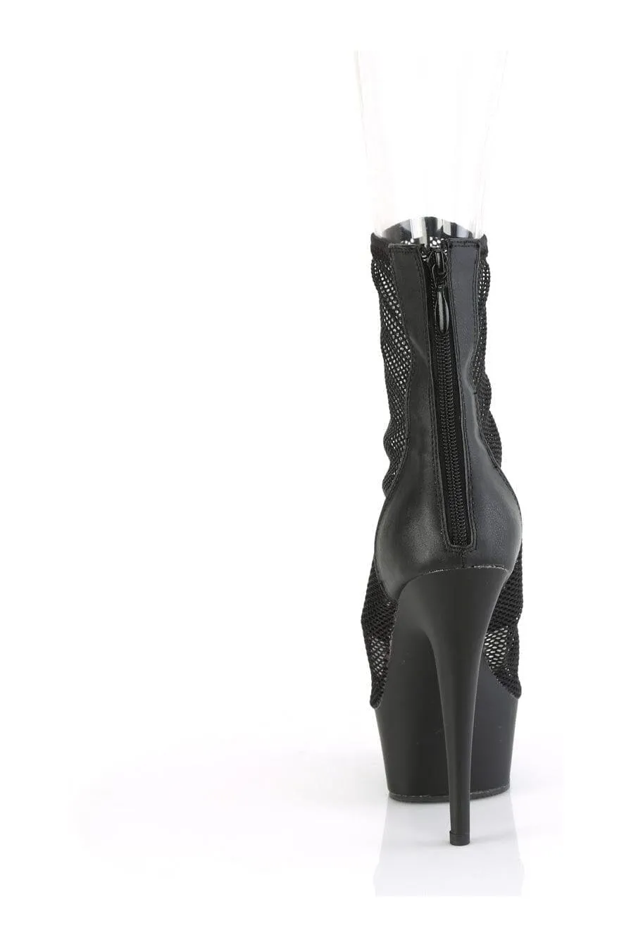 DELIGHT-1006 Black Faux Leather Ankle Boot
