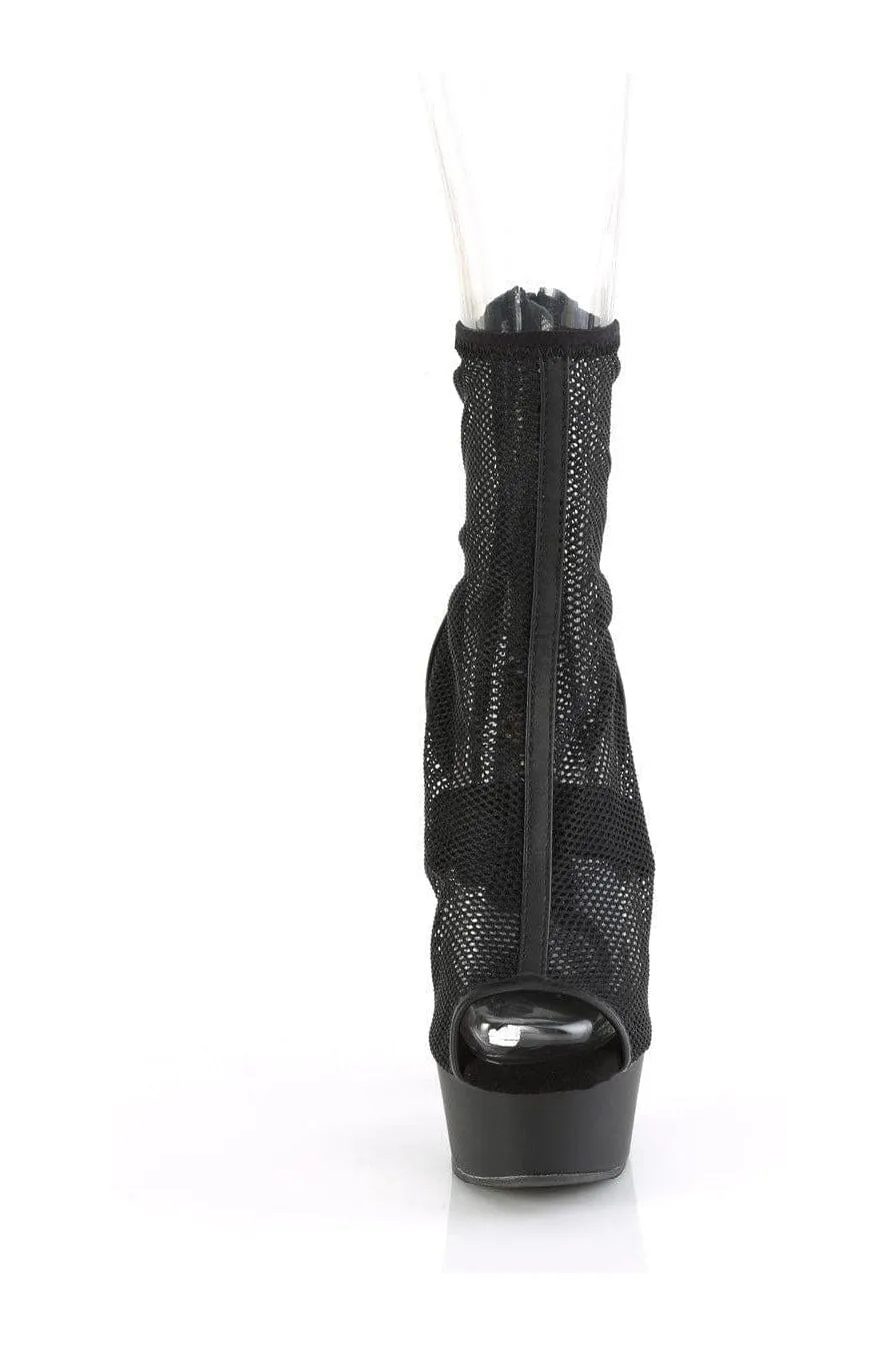DELIGHT-1006 Black Faux Leather Ankle Boot