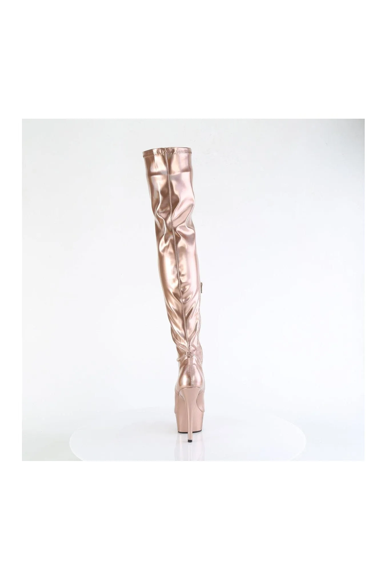 DELIGHT-3000HWR Rose Gold Patent Thigh Boot
