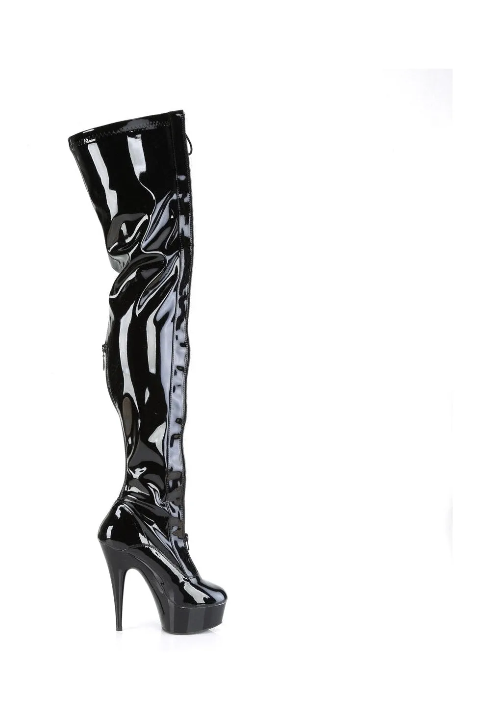 DELIGHT-3027 Thigh Boot | Black Patent