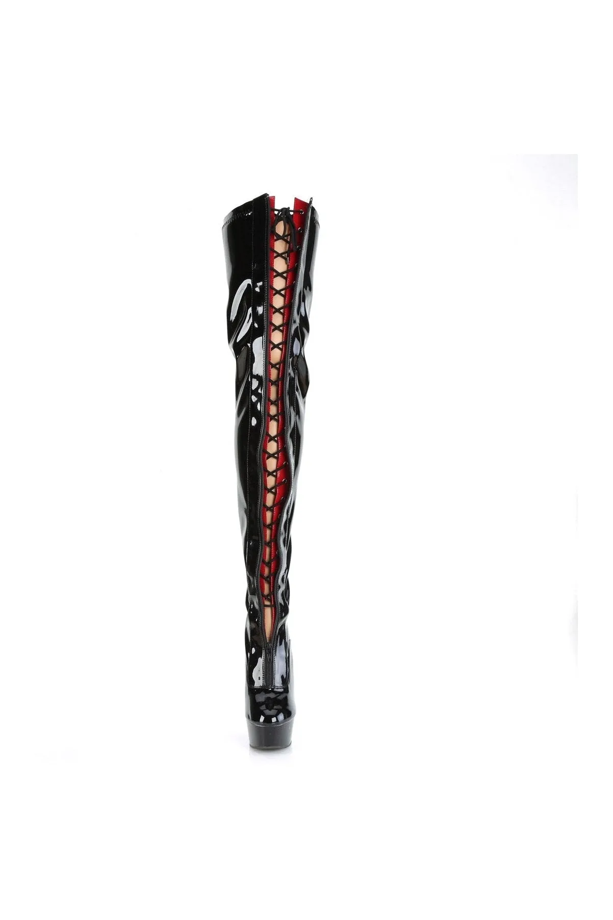 DELIGHT-3027 Thigh Boot | Black Patent