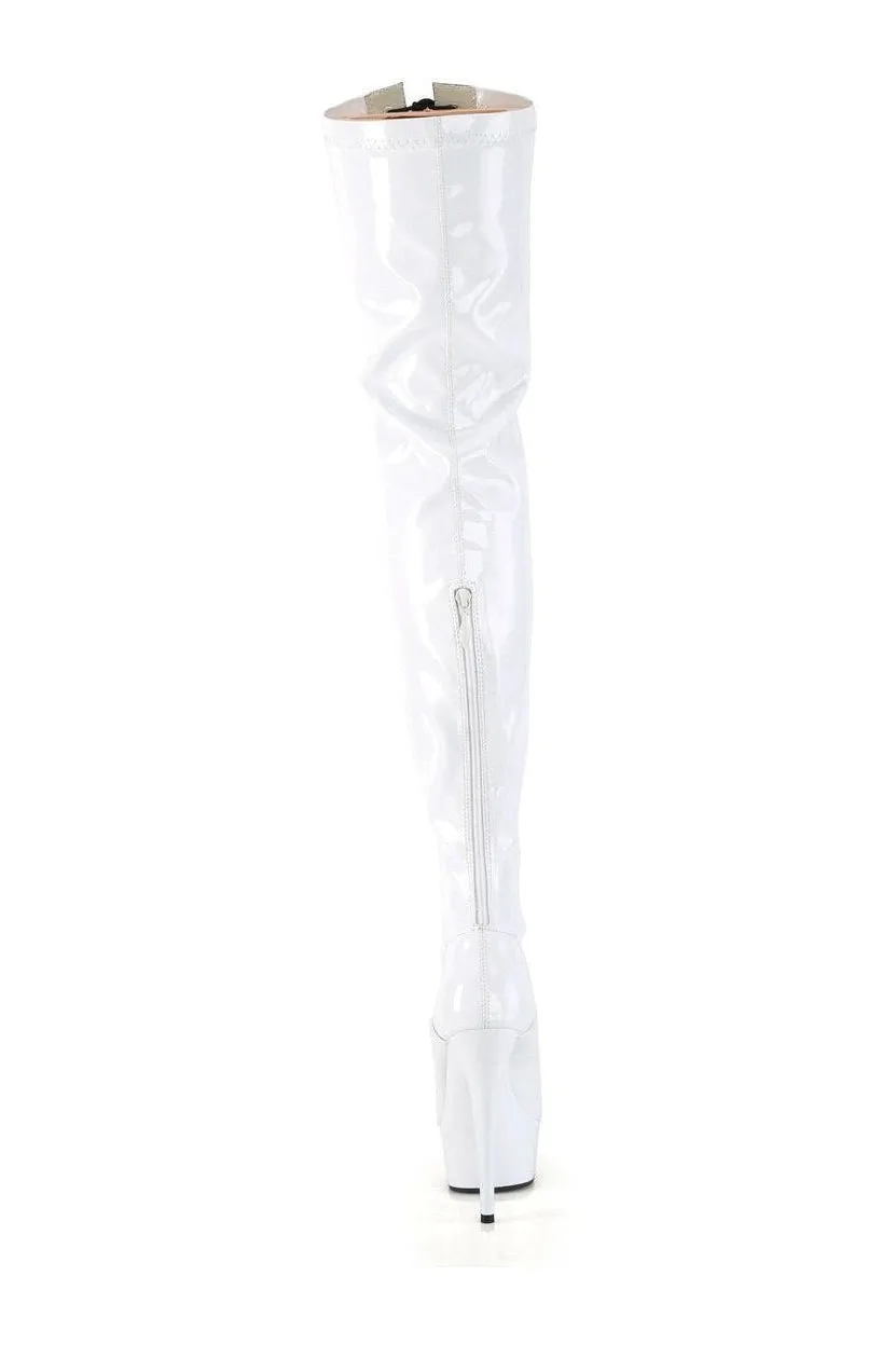 DELIGHT-3027 Thigh Boot | White Patent