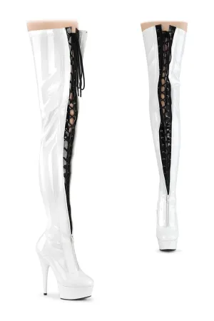 DELIGHT-3027 Thigh Boot | White Patent
