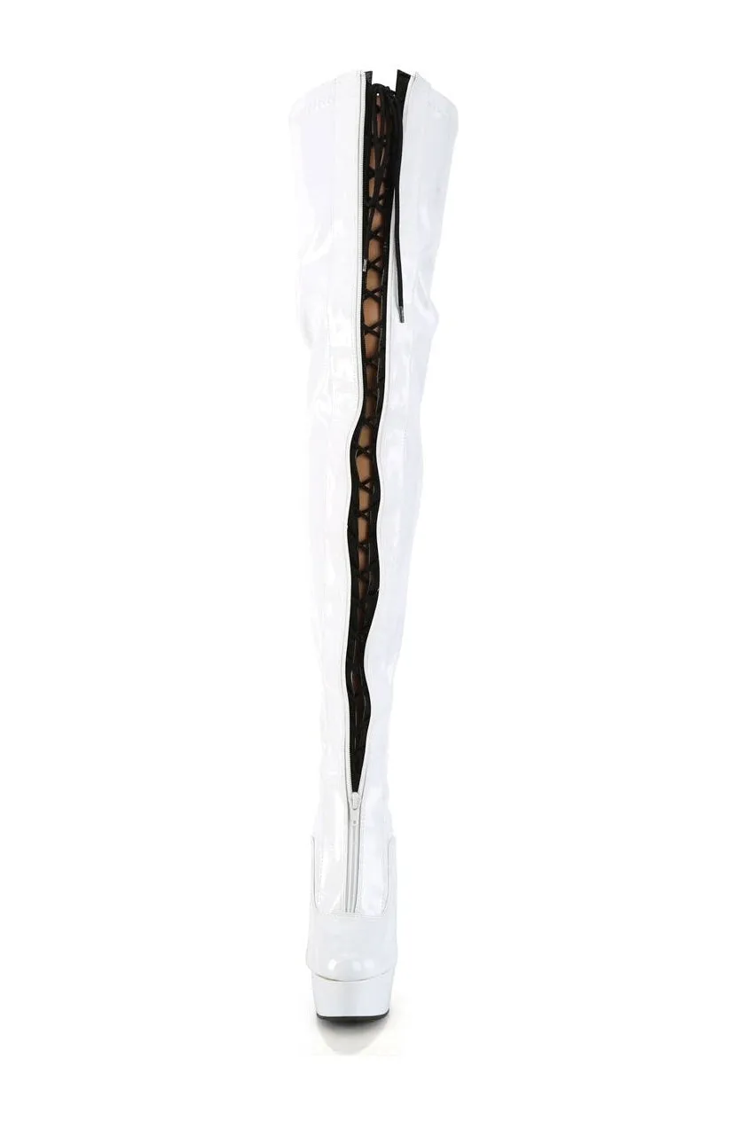 DELIGHT-3027 Thigh Boot | White Patent