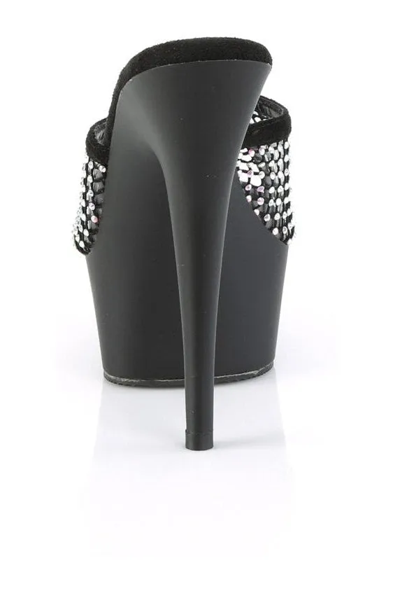 DELIGHT-601-6RM Slide | Black Faux Suede