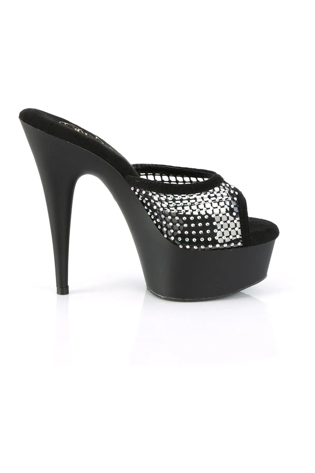 DELIGHT-601-6RM Slide | Black Faux Suede