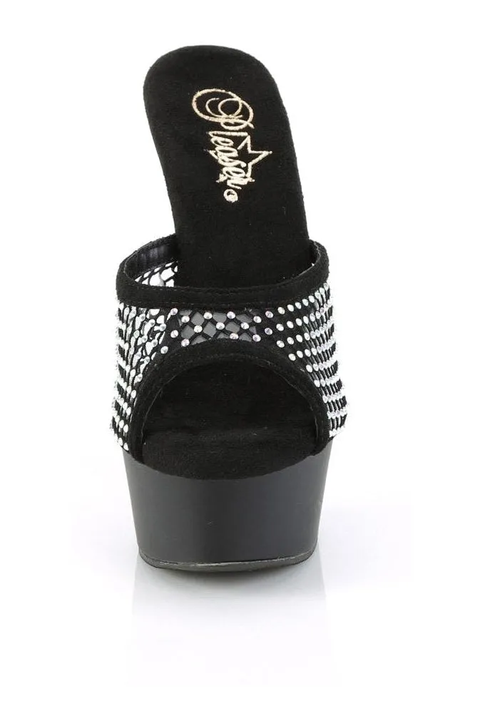 DELIGHT-601-6RM Slide | Black Faux Suede