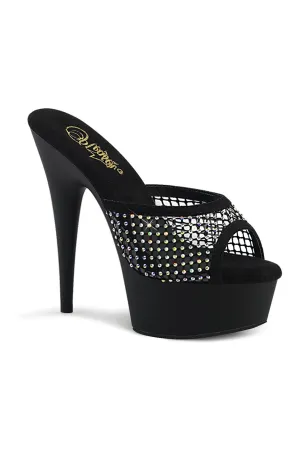 DELIGHT-601-6RM Slide | Black Faux Suede