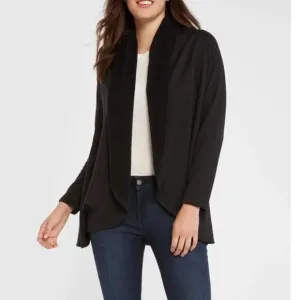 DREW Black Waterfall Long Sleeve Fleece Lined Cardigan
