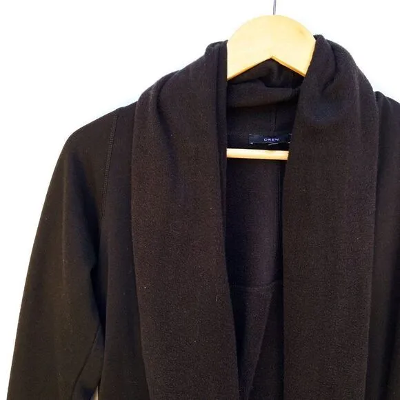 DREW Black Waterfall Long Sleeve Fleece Lined Cardigan