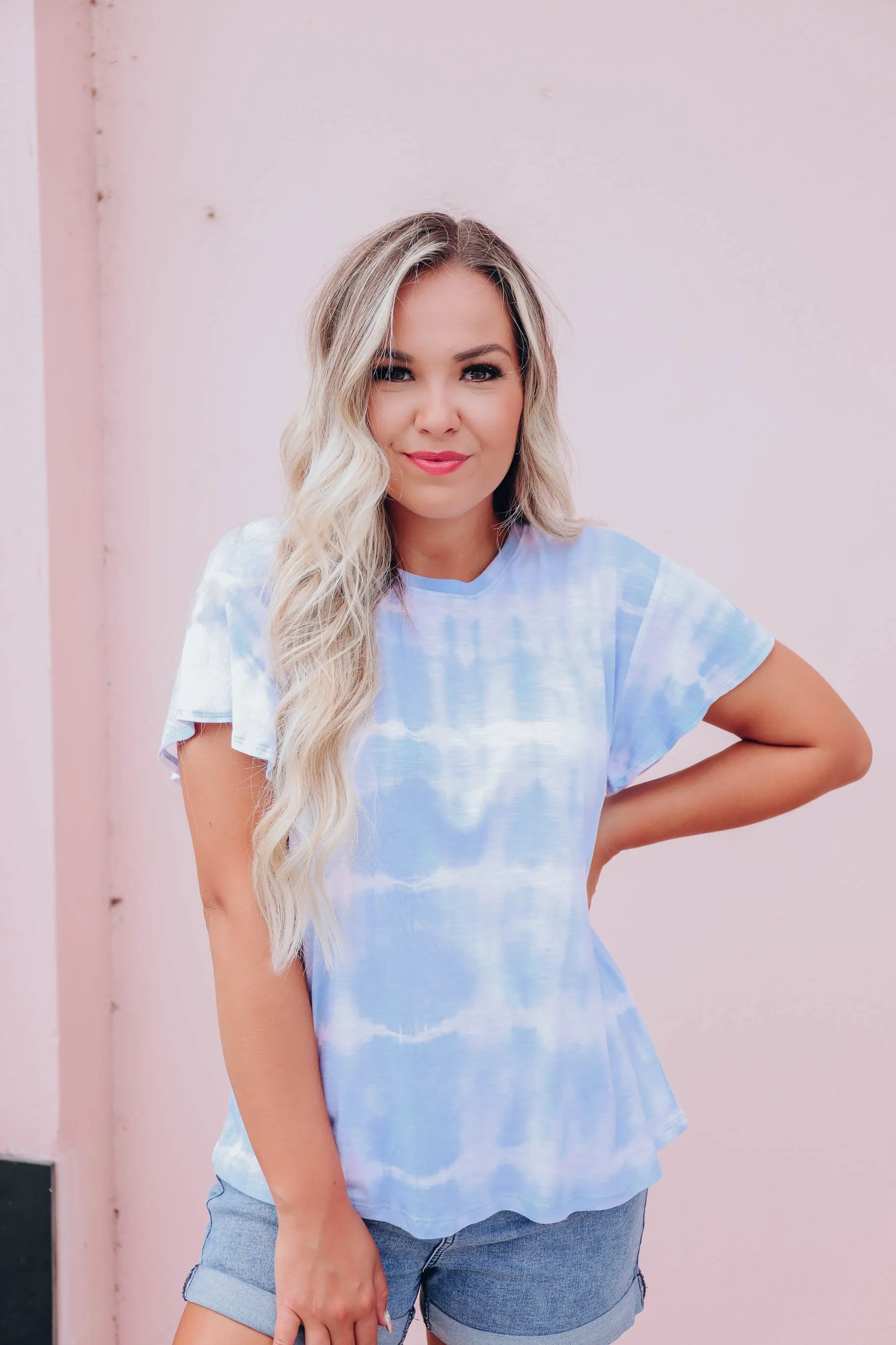 Drift Away Bleach Wash Tee - Blue