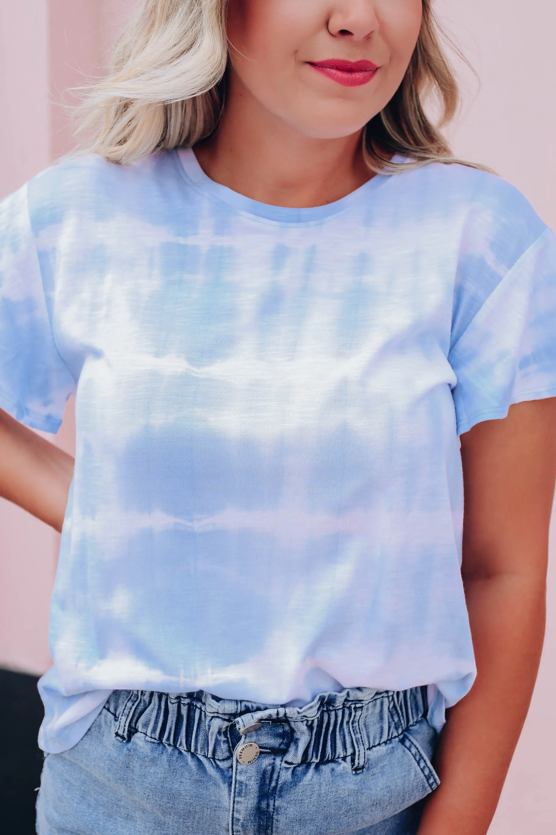 Drift Away Bleach Wash Tee - Blue