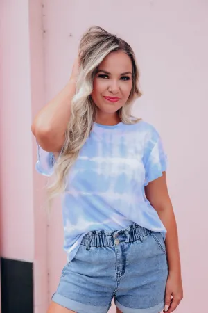 Drift Away Bleach Wash Tee - Blue