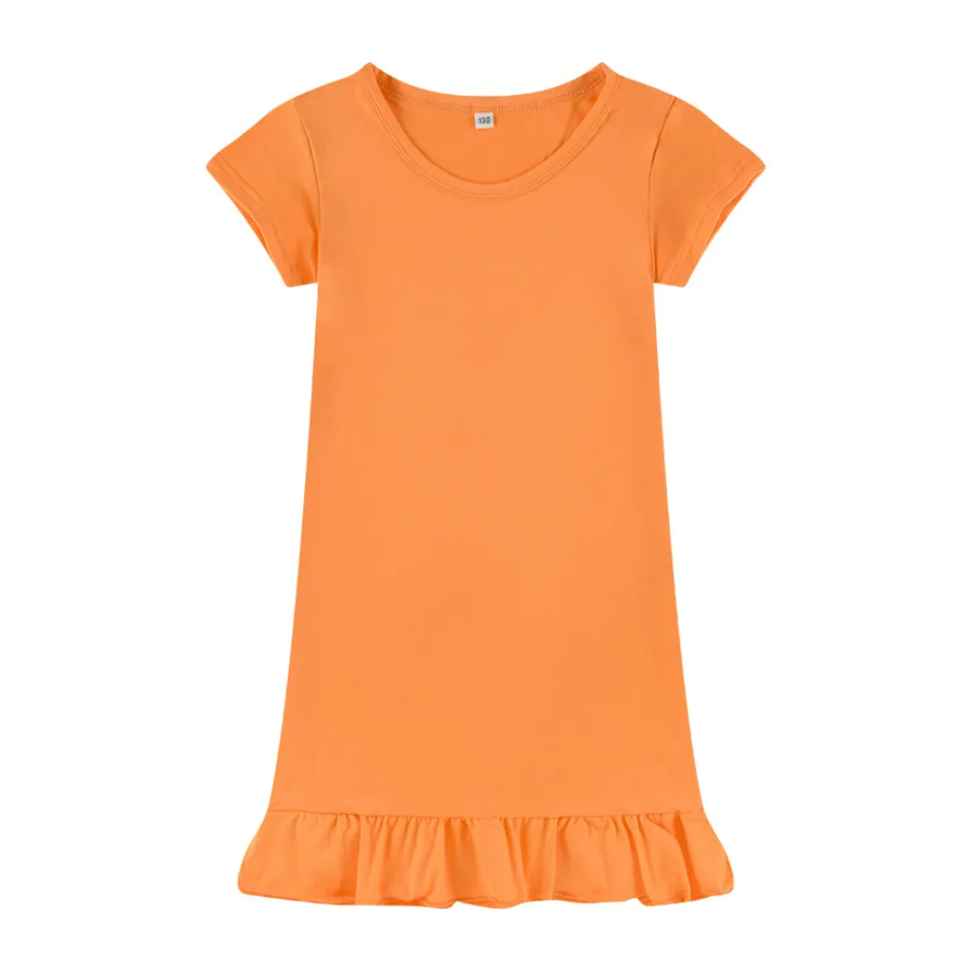Dropped Hem Summer Short Sleeve Dress - Orange