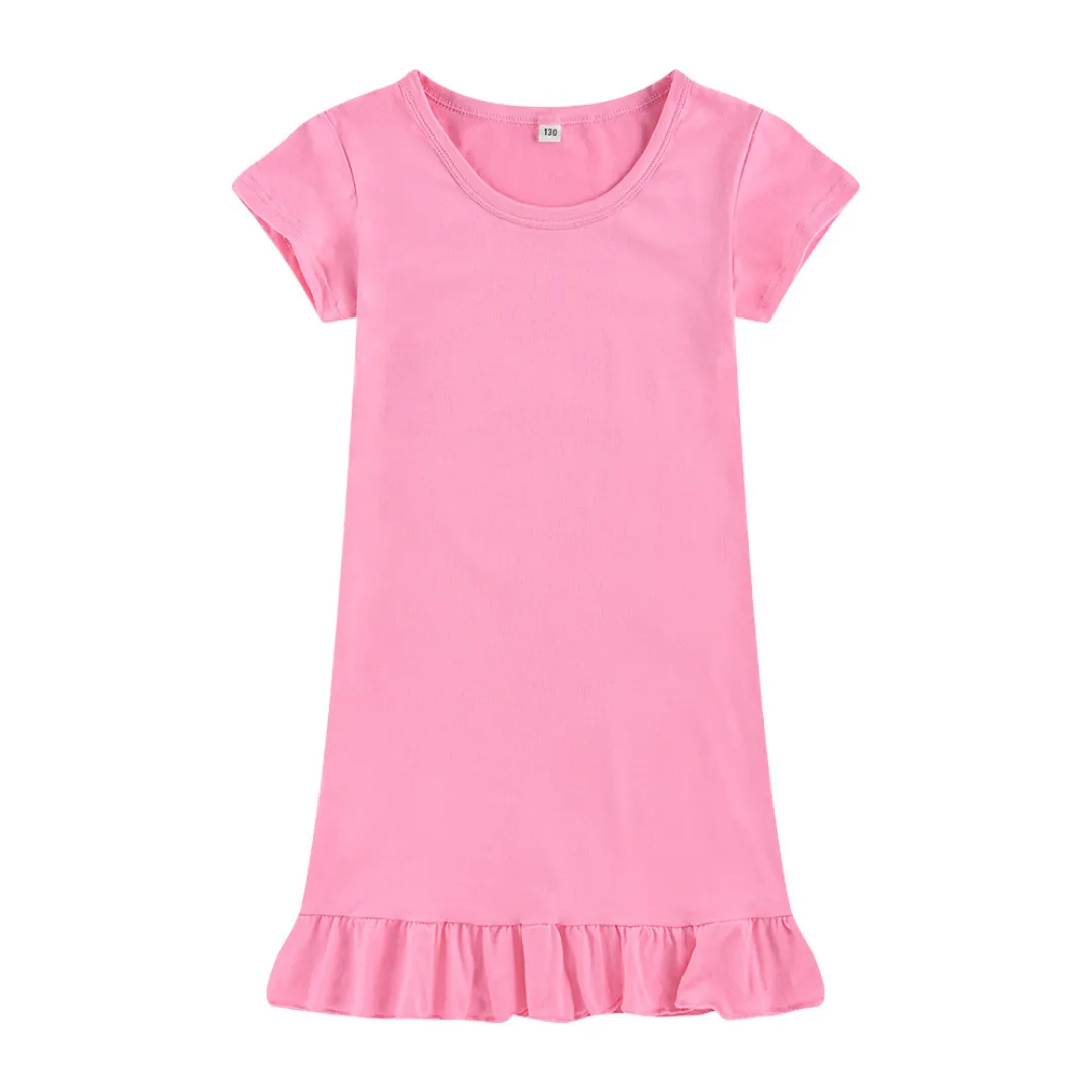 Dropped Hem Summer Short Sleeve Dress - Pink