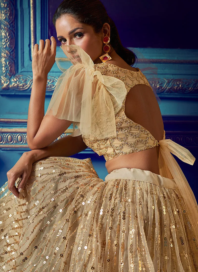 Dusky beige Indo Western Lehenga Choli