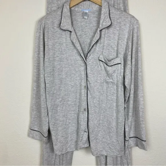 Eberjey Gisele long pj set gray modal super soft pajama set 2 piece