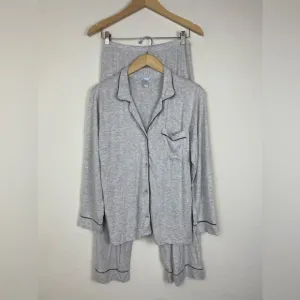 Eberjey Gisele long pj set gray modal super soft pajama set 2 piece