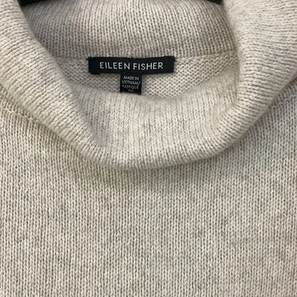 Eileen Fisher Cotton Cashmere Oversized Tunic Cowl Sweater SP Oatmeal