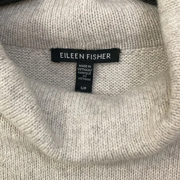 Eileen Fisher Cotton Cashmere Oversized Tunic Cowl Sweater SP Oatmeal