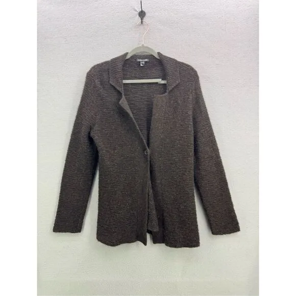 Eileen Fisher Womens Brown Baby Alpaca Cardigan Sweater Medium