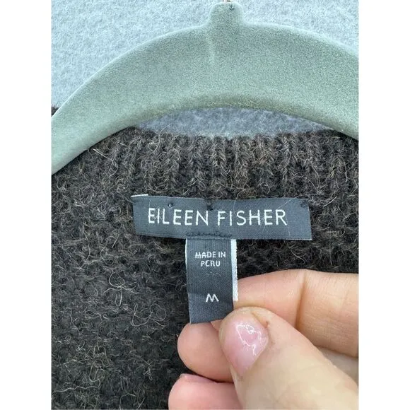 Eileen Fisher Womens Brown Baby Alpaca Cardigan Sweater Medium