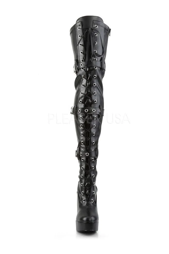 ELECTRA-3028 Platform Boot  | Black Faux Leather