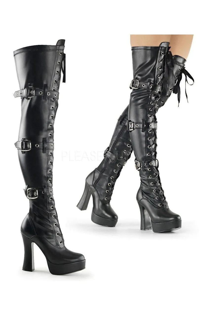ELECTRA-3028 Platform Boot  | Black Faux Leather