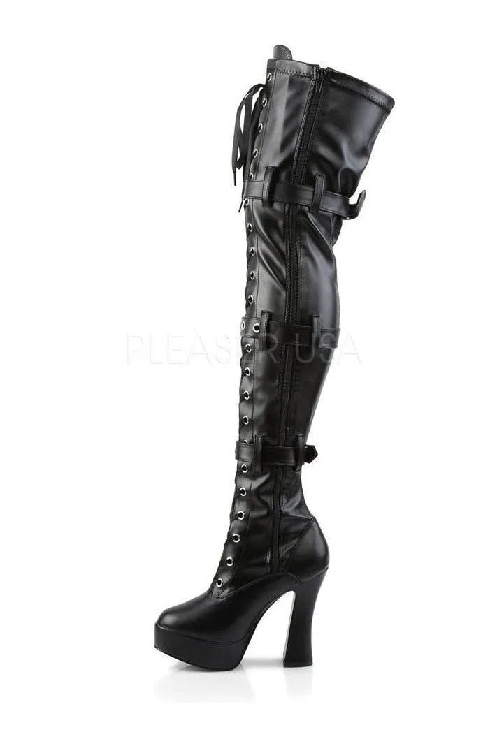 ELECTRA-3028 Platform Boot  | Black Faux Leather