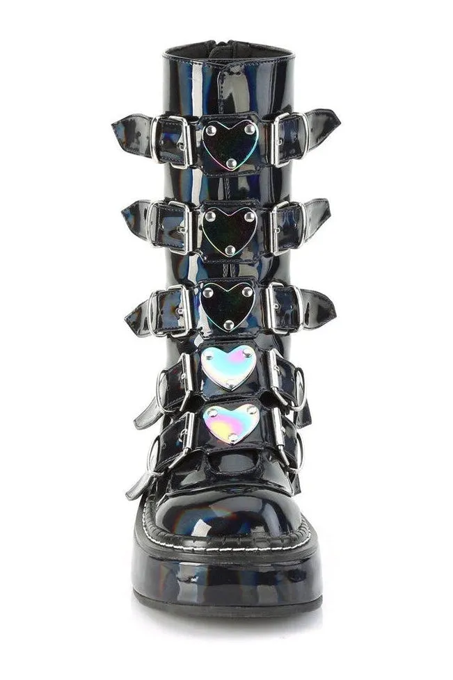 EMILY-330 Knee Boot | Hologram Faux Leather